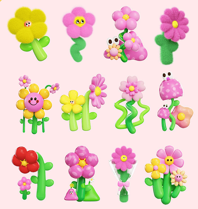3d气球鲜花元素合集