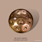 Handromeda Handpan Mutant im Classic Design mit 9 Tonfeldern auf beigem Hintergrund.Diese und weitere Handpans bei Handpan.World kaufen