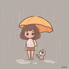 【审美练习|插画】一组软萌可爱的小插画，配色温暖，人物和动物的造型也特别呆萌。by:Korawia C.(behance.net/korawia)  #设计秀# 小编@万万wannabebetter