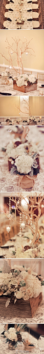 #婚礼桌花# 运用干花花艺与真花花材组合的桌花布置 