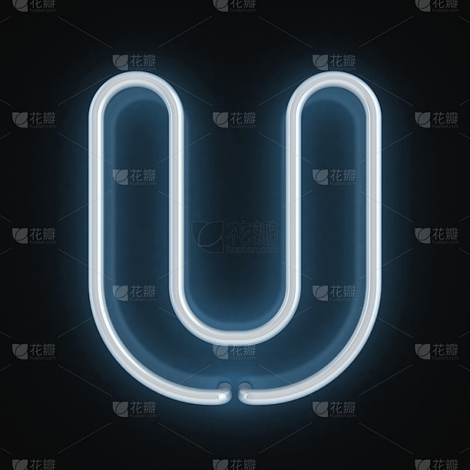 霓虹3d字体字母U
