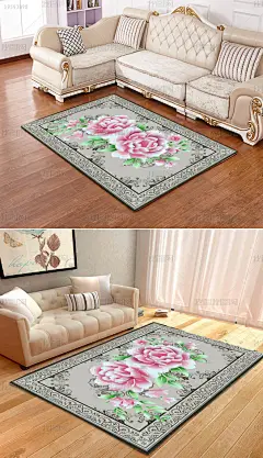 中式古典手绘牡丹地毯图案设计