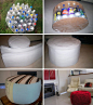 塑料桶、纸板制作高大上客厅无背沙发 #DIY# #废物利用# #手工#