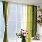 北欧风格窗帘布艺绿色系拼接麻棉布艺窗帘 订做定制卧室客厅窗帘