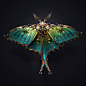 General 1920x1920 Sasha Vinogradova jewel 3D render insect ornamented copper black background