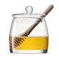 Buy LSA International Serve Honey Pot & Oak Dipper  | Amara : Add simplistic traditional style to your home with this Serve honey pot & dipper from LSA International. Crafted from mouth-blown glass, this honey pot comes with a ridged oak dipper, p