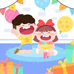 卡通扁平风儿童小孩人物61六一儿童节插画