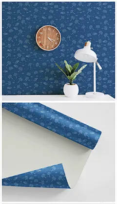 现代简约清新淡雅荷叶荷花纹样背景壁纸墙纸