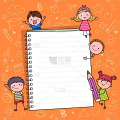 模板,儿童,手,背景,卡通,未成年学生,笔记本,组物体,重返校园,绘制