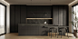 3ds max architecture black corona interior design  kitchen living room modern Render visualization