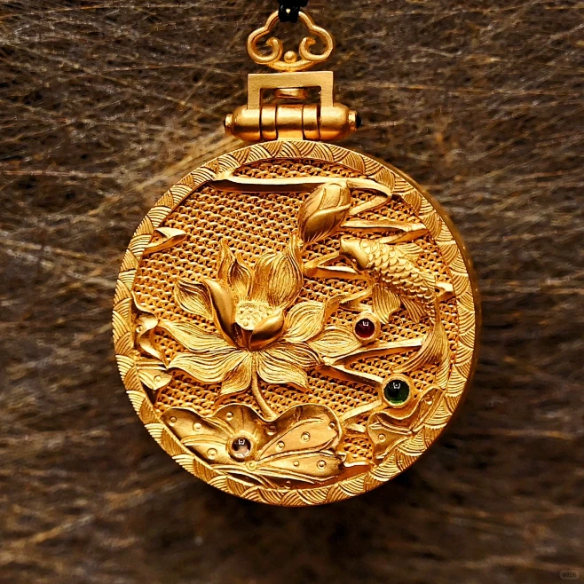 琳朝作品（六）：隰有荷华 錾刻花丝镶嵌吊坠-花瓣网