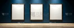 画廊墙壁上的白色帆布3d渲染