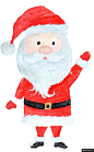 圣诞老人 白色胡须 红色装扮 淡彩手绘模板免扣png