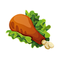 卡通元素 鸡腿 生菜 png