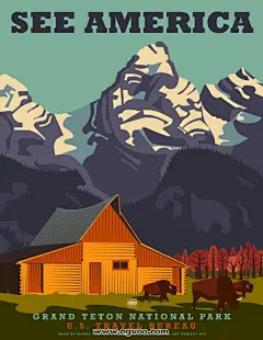 旅游景点插画海报设计3_CG窝
