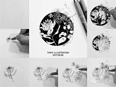 黑白针管画 - 堆糖，美图壁纸兴趣社区