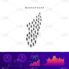 Madagascar people map. Detailed vector silhouette.