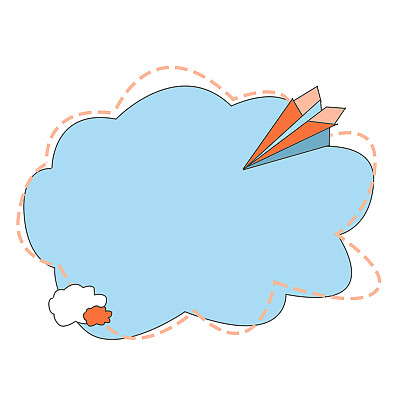 蓝色小清新飞机云朵卡通边框手绘卡通云朵花...