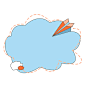 蓝色小清新飞机云朵卡通边框手绘卡通云朵花边边框PNG素材