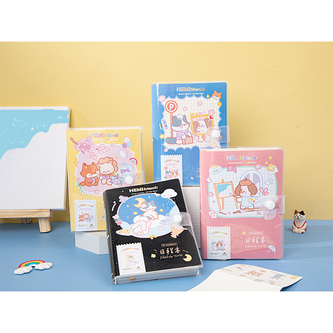 伊莎儿搭扣胶套本原创插画彩页学生日程本手...