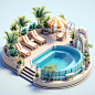View of graphic 3d water resort