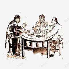 手绘吃火锅的人 创意素材