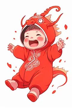 红色可爱龙宝宝龙年卡通龙元素图片素材