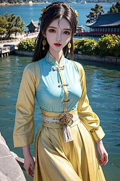 AI绘画-黄色旗袍-今日头条