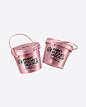 Two Matte Metallic Paint Buckets Mockup #bucket #buckets #golden #matte #metallic #mockup #packaging #paint #paintbucket #plastic #two