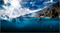 General 1920x1080 sea landscape iceberg underwater sunlight digital art artwork nature