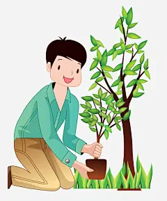 扁平靠他那个男孩栽树高清素材 保护环境 卡通 卡通人物 扁平 手绘 栽树 植树 植树节 植树节种树 男孩 种树 绿化 免抠png 设计图片 免费下载