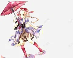 手绘打伞女孩高清素材 创意 唯美 简约 免抠png 设计图片 免费下载