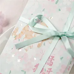 创意精致盒装丝带款明信片 橘子猫可爱猫咪贺卡生日礼物祝福留言卡片-tmall.com天猫