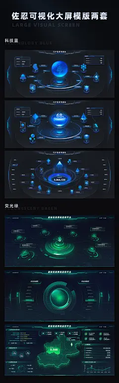 两套可视化大屏模版