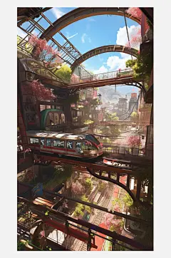 数字艺术创意插画插画灵感春天的列车-众图网