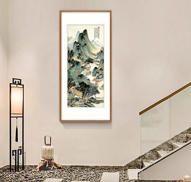 客厅玄关走廊挂画 过道中式装饰画 张大千-仿董源华阳仙馆图-淘宝网-花瓣网