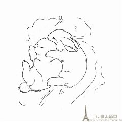 国外简笔卡通兔子线稿简笔动物兔子线稿卡通线稿卡通插画素材图-淘宝网