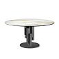 skyline keramik round | tables : skyline keramik round | tables - Table with base in titanium (GFM11), graphite (GFM69) or black (GFM73) embossed lacquered steel. Top in ceramic Marmi Alabastro (KM02), Ardesia (KM04), matt Golden Calacatta (KM05), glossy