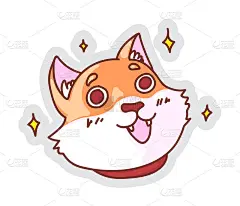 开心搞笑的狗狗脸贴隔离白