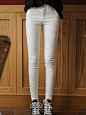 加明 2014春装新款韩版白色牛仔裤女 显瘦修身弹力小脚裤铅笔长裤-淘宝网