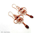 Red Garnet & Copper Earrings, Wire Wrap Victorian Earrings Handmade Red Gemstone Jewelry Earrings Dangle Drop, Elegant Earrings Gift For Her