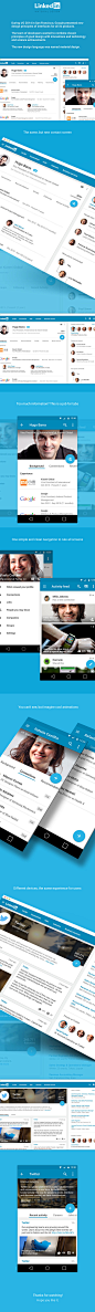 Linkedin Material Design : I have been seen incredible designs using Google's new Material Design, so I decided put it on practice too.This is how I think Linkedin could be with Material Design.