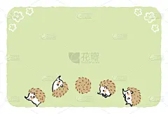 它是用于日本新年贺卡的设计模板。刺猬人物被画了出来。