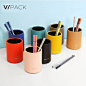 VPACK皮革笔筒办公用品桌面收纳时尚创意多功能收纳办公笔筒可爱