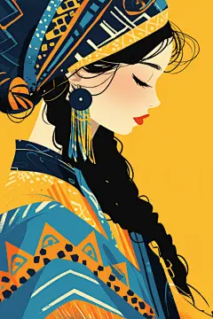 东方人物图片插画