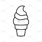 卡通冰淇淋图标孤立的白色背景