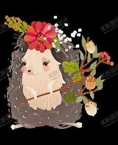 动物插画 【酷图网】动物插画刺猬,小刺猬手绘,卡通,树,设计,生物世界,野生动物,