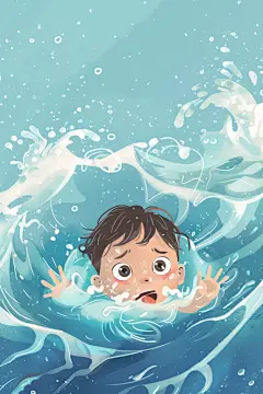 幼儿园暑假安全插画儿童防溺水