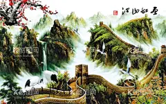 江山如画背景墙  - 源文件下载【酷图网】梅花,仙鹤,长春,山川,电视背景墙,壁画,装饰画,酒店墙画,背景墙,电视墙,墙面装饰,壁纸,客厅,卧室,玄关,走廊,书房,墙贴,3d立体背景墙,