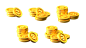 金币图标，卡通3D金币，商城金币，金币堆，筹码，Gold-Coin